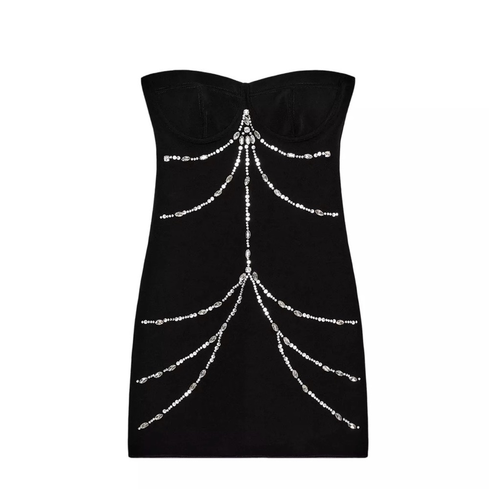 Zara stretch, jewel dress black size medium new without tags